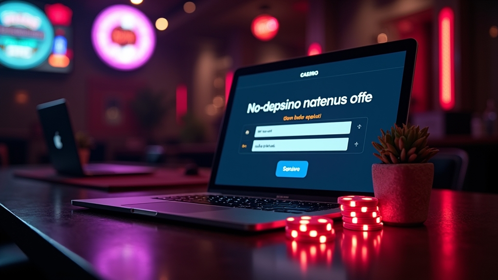 Casino registration screen showing a no-deposit bonus and promo code field