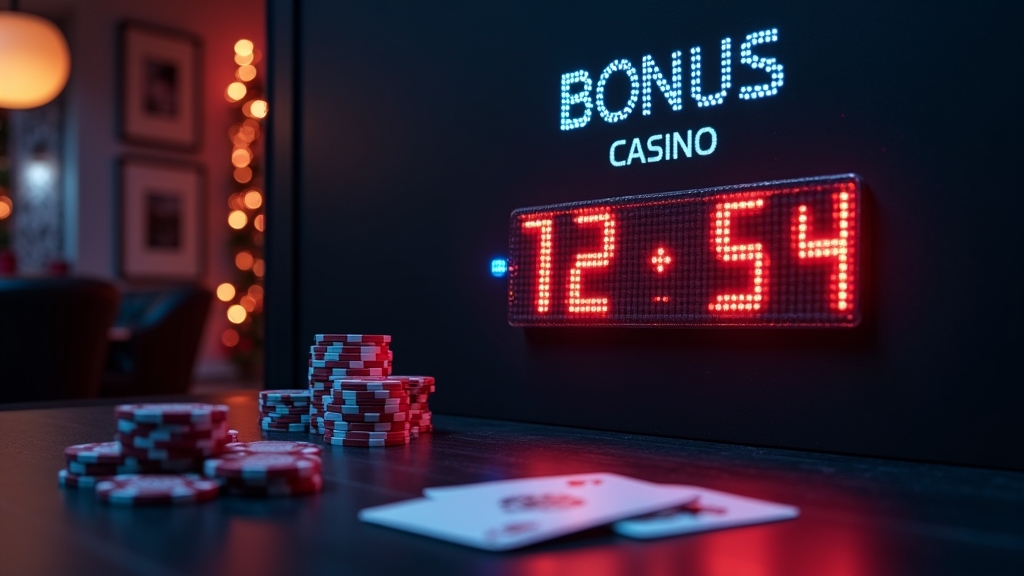 Glowing casino bonus banner with an expiry timer and limit notice